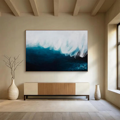 “Ocean’s Embrace” - Blues, whites; sweeping, fluid forms mimicking waves CT1498