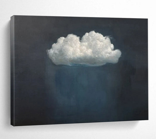 “Lone Cloud” - Dark grays, whites, soft blues; simple, isolated cloud against dark background CT1524