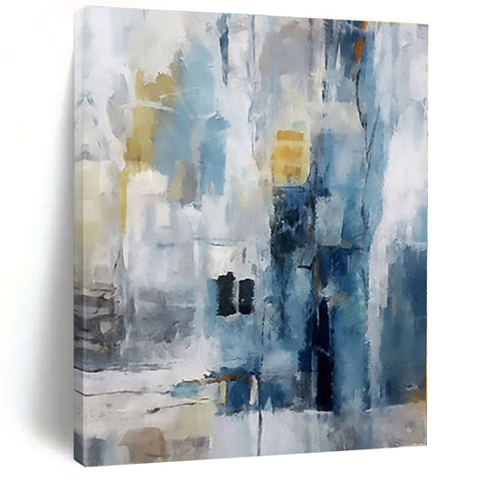 “Blue - Gray Abstract Urbanscape” - Abstract Cityscape Art CT0429