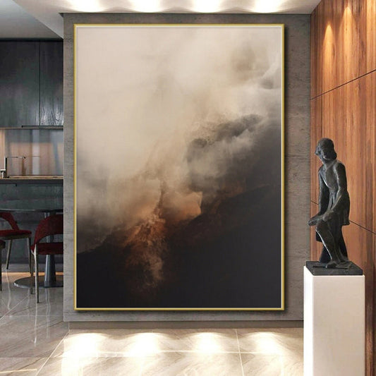 “Misty Brown and Grey Tones”，Abstract Landscape - Inspired Acrylic Painting CT0521