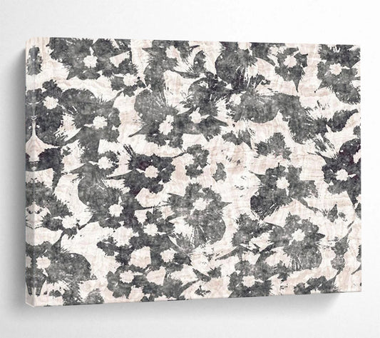“Ink Blossoms” - Monochrome gray, white; bold, textured floral patterns CT1491