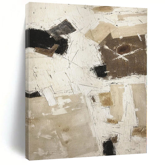 “Beige - Black Abstract Collage” Abstract Mixed - Media Creation CT0128