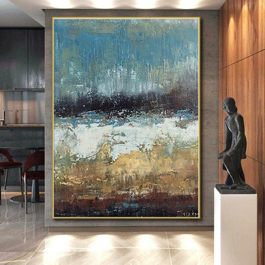 “Blue - Brown Abstract Landscape” - Abstract Impressionistic Art CT0420