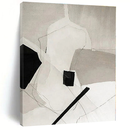 “Monochrome Geometric Abstraction”，Abstract Minimalist Oil Painting CT0559