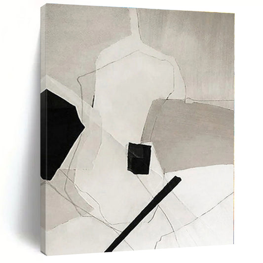 “Monochrome Geometric Abstraction”，Abstract Minimalist Oil Painting CT0559