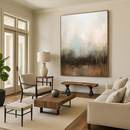 “Neutral - Blue Abstract Mist” - Abstract Landscape Art CT0450