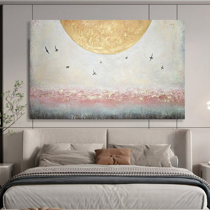 “Moon and Birds” – Textured Landscape Oil Painting CT1773
