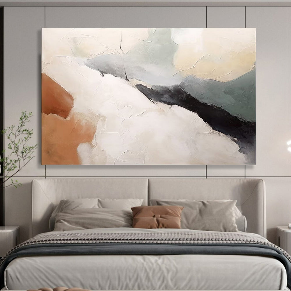 “Subtle Textures” - Soft beiges, grays, browns; layered, muted abstract forms CT1510