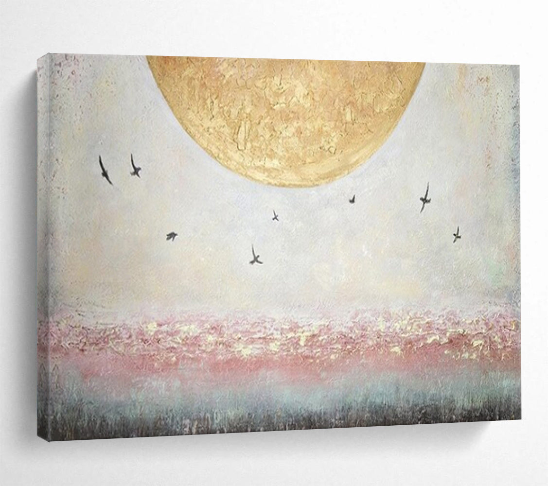 “Moon and Birds” – Textured Landscape Oil Painting CT1773