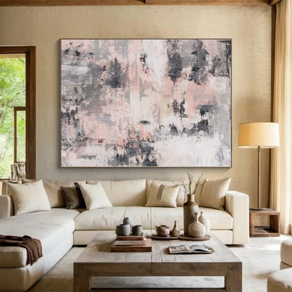 “Muted Urbanity” - Abstract Work with Gray, Pink, White, Black CT0051