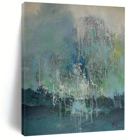 “Blue - Green Dripping Abstract”，Abstract Expressionist Art CT0638