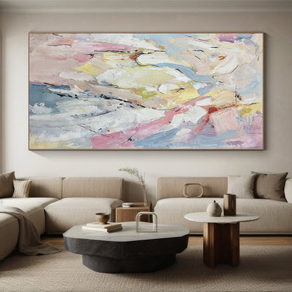 “Pastel Tones Abstract Fusion”，Soft - Hued Abstract Painting CT0364