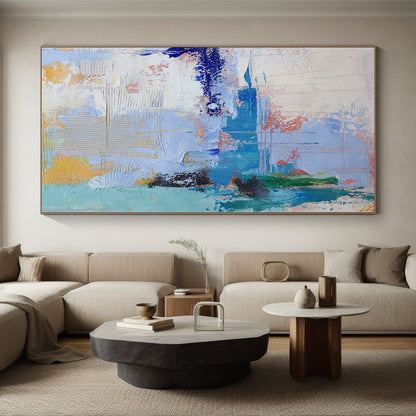 “Blue - Orange - Yellow Abstract Textures” Expressionistic Acrylic Art CT0222
