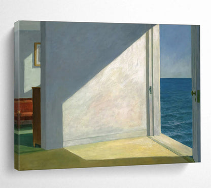 “Interior with Ocean View” - Whites, blues, greens; minimalist room with open door to the sea CT1608