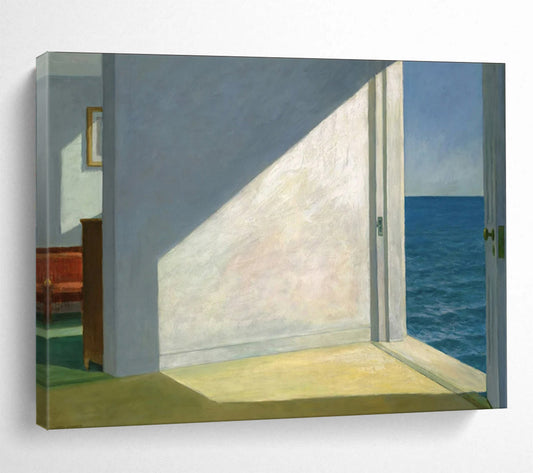 “Interior with Ocean View” - Whites, blues, greens; minimalist room with open door to the sea CT1608