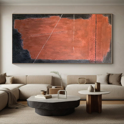 “Red - Black Geometric Abstraction” - Abstract Minimalist Art CT0457