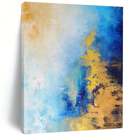 “Blue Gold Fusion” - Abstract Work with Blue, Gold, White Blends CT0018