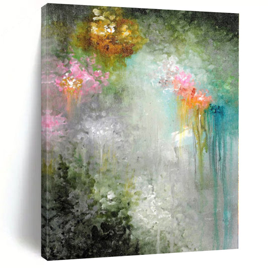 “Fantasy Flower Shower” - Abstract Work with Pink, Purple, Green, Blue, White CT0073