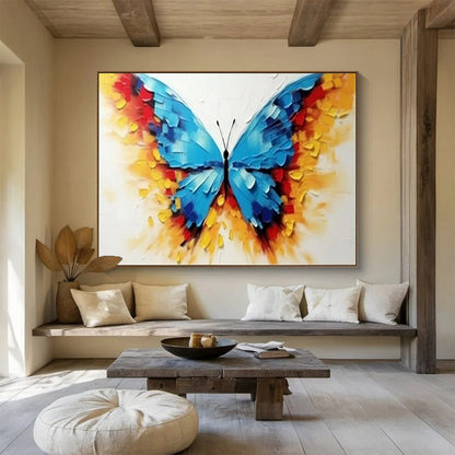“Vibrant Butterfly” - Bright blues, yellows, reds; textured, colorful butterfly wings CT1507