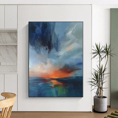 “Coastal Sunset Swirl” - Abstract Work with Blue, Orange, Pink, Green CT0087