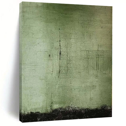 “Green - Black Textured Abstract” Mixed - Media Art CT0154