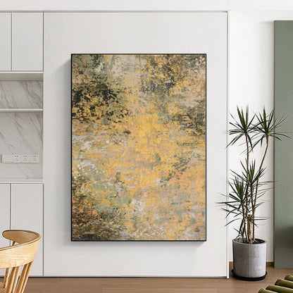 “Golden Forest Haze” - Abstract Art with Yellow, Green, Gray, Brown CT0075