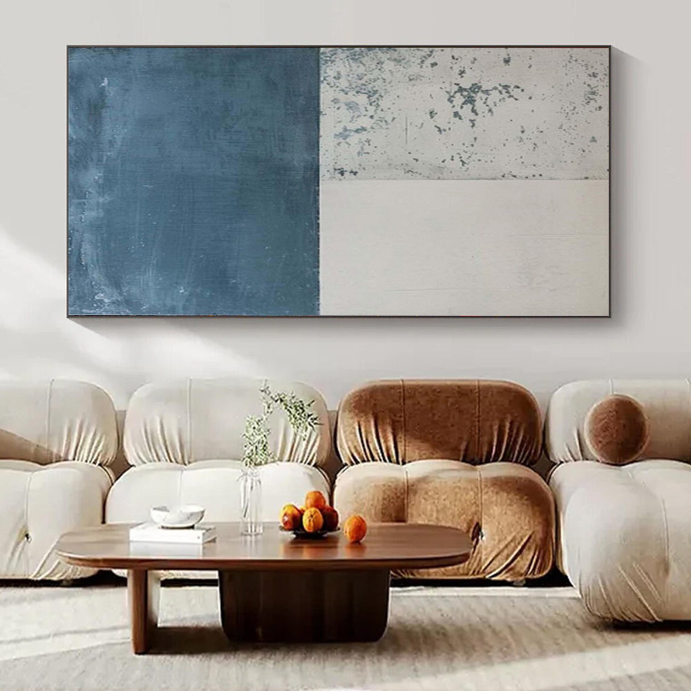 “Blue - Neutral Textured Rainy Square” Mixed - Media Work CT0139