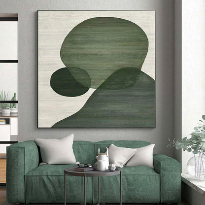 “Green Geometric Shapes”，Abstract Minimalist Acrylic Art CT0593