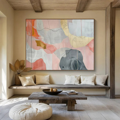 “Pink and Gray Abstract Shapes” – Minimalist Abstract Acrylic Painting CT1761