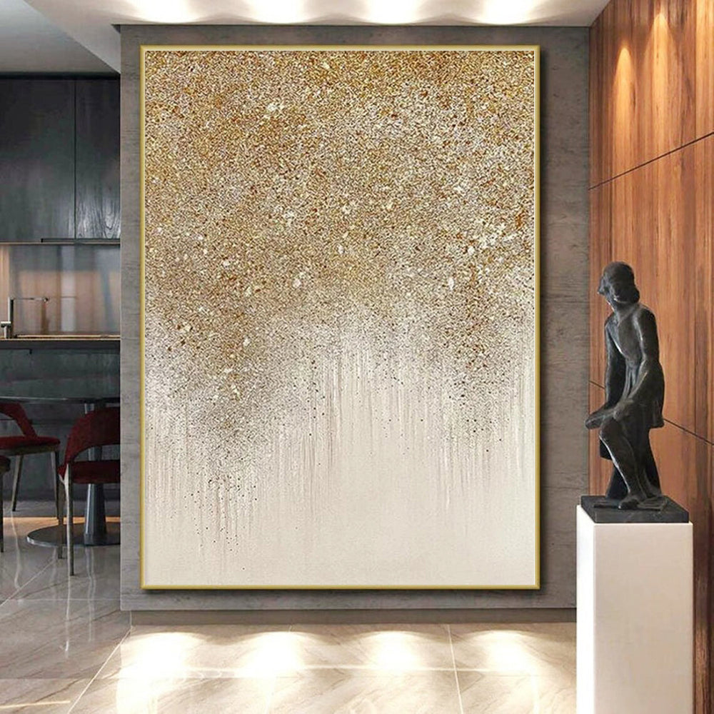 “Gilded Glitter Drips” Abstract Acrylic Art CT0281