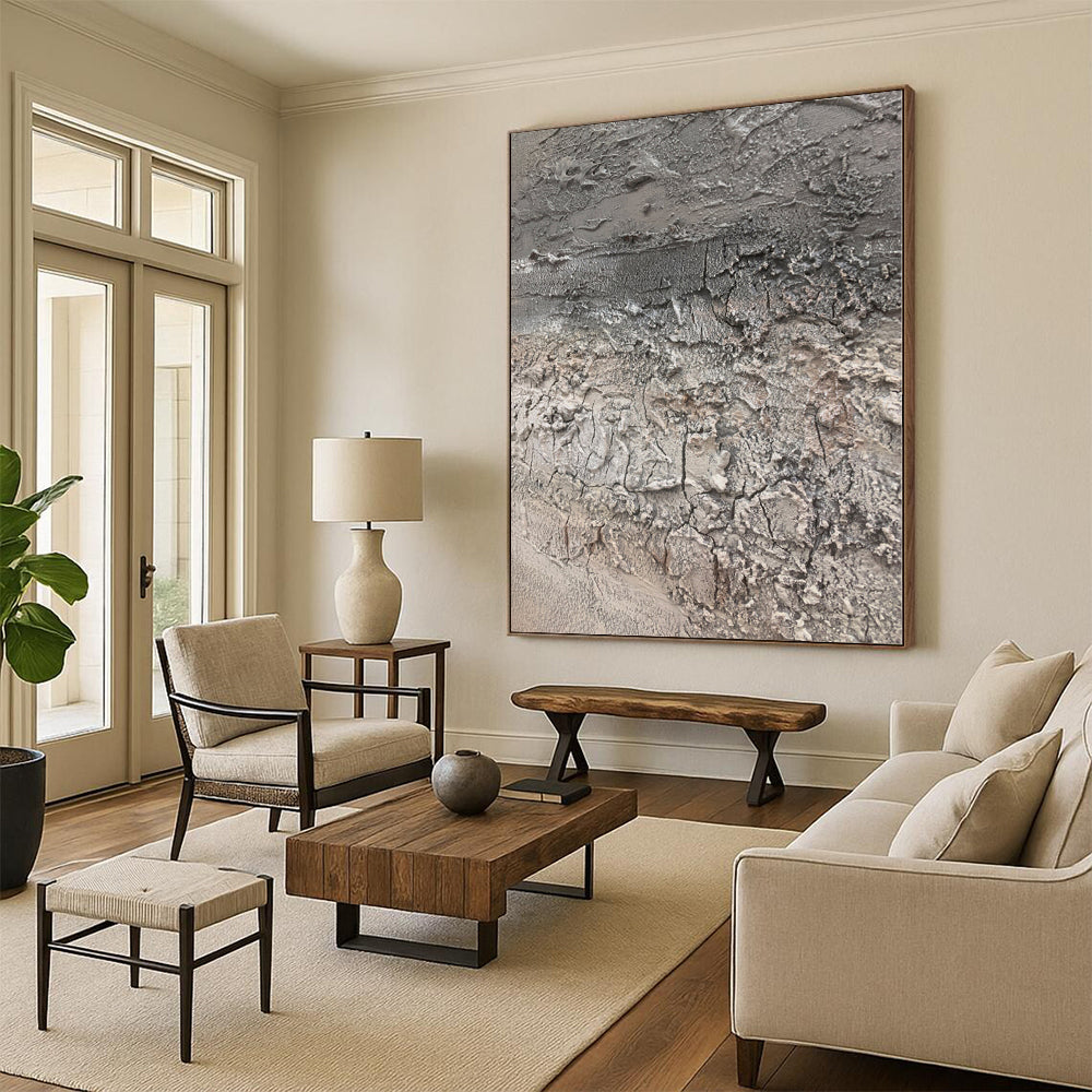 “Rough Textured Abyss” - Abstract Work with Grays, Browns CT0102