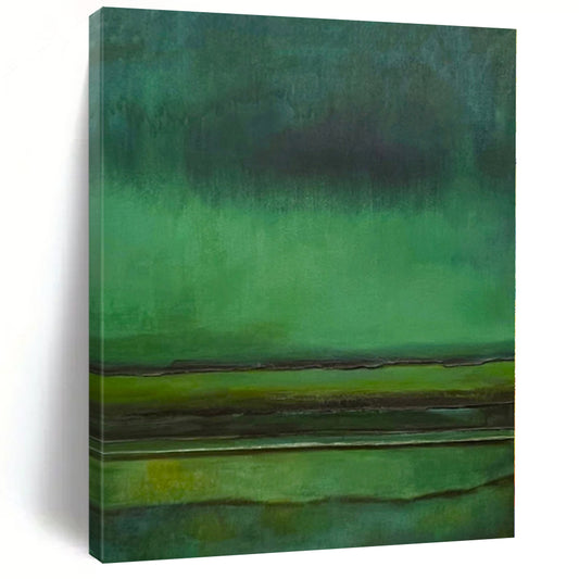 “Green - Teal Abstract Layers” Minimalist Acrylic Art CT0190