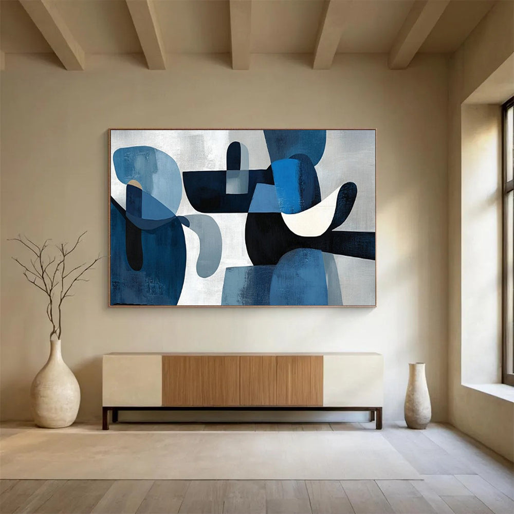 “Blue Abstract Shapes” – Abstract Geometric Acrylic Painting CT1713
