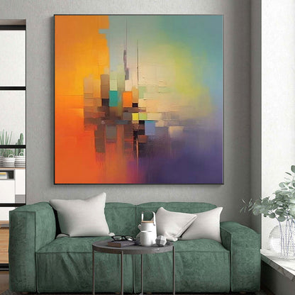“Colorful Gradient Cityscape” Abstract Acrylic Art CT0234