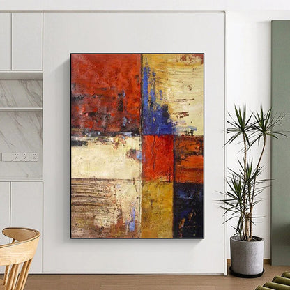 “Color - Blocked Textured Harmony” Abstract Acrylic Art CT0289