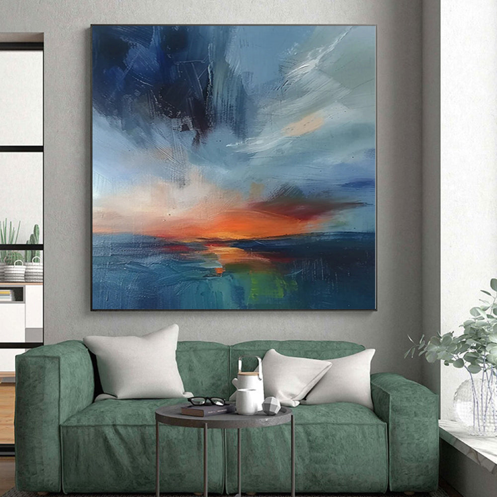 “Coastal Sunset Swirl” - Abstract Work with Blue, Orange, Pink, Green CT0087