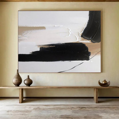 “Black - White - Beige Strokes” - Black, white, beige; bold brush strokes CT1563