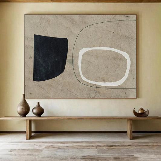 Black, White & Beige Geometric Forms - Minimalist Paper Collage CT1789
