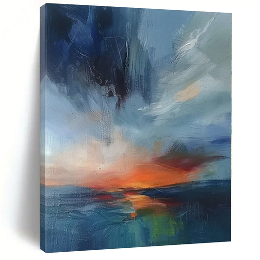 “Coastal Sunset Swirl” - Abstract Work with Blue, Orange, Pink, Green CT0087