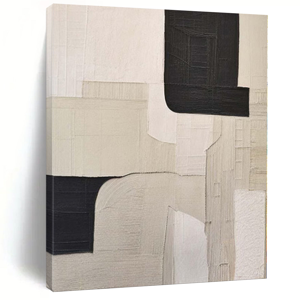 “Muted Beige and Dark Gray” Textured Collage Art CT0148