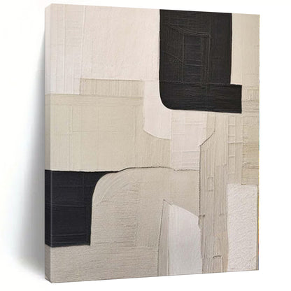 “Muted Beige and Dark Gray” Textured Collage Art CT0148