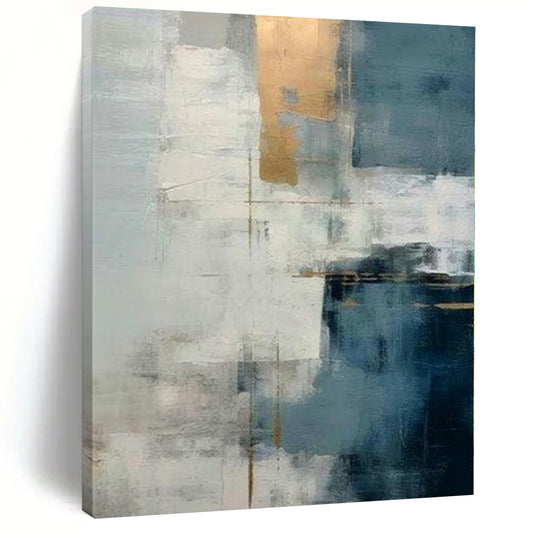 “Blue - Gray - Gold Abstract Layers” Abstract Acrylic Art CT0245