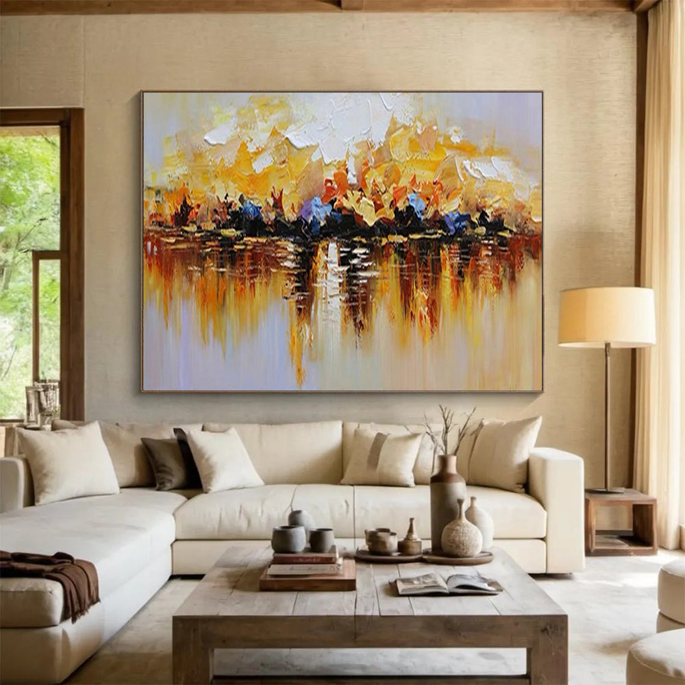 “Colorful Lake Reflection” - Yellow, orange, red, blue, purple; a lake with colorful trees reflected CT1559