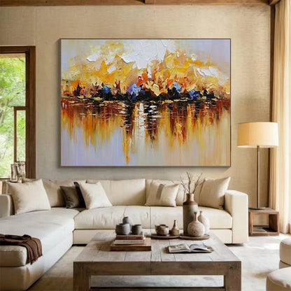 “Colorful Lake Reflection” - Yellow, orange, red, blue, purple; a lake with colorful trees reflected CT1559