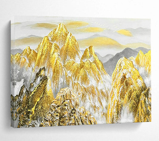 “Golden Mountain Majesty” - Gold, white, gray; painted mountains with a golden glow CT1556