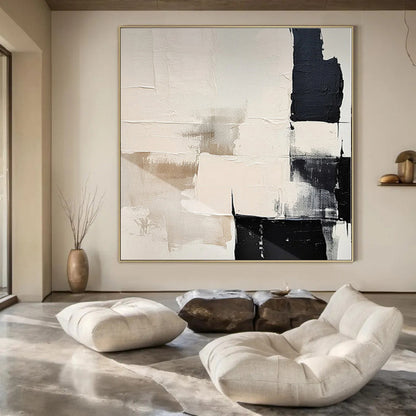 “Neutral - Black Geometric Textures” Abstract Acrylic Art CT0130