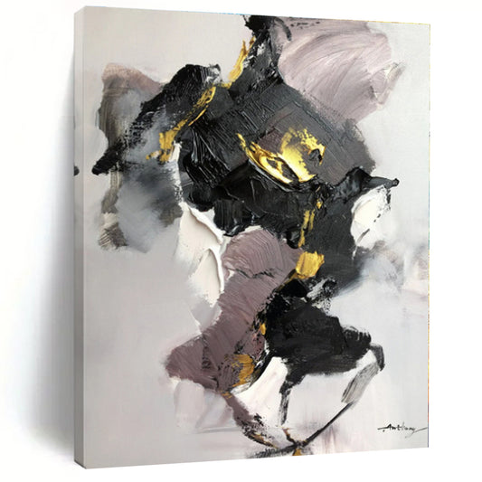 “Black - Gold - Purple Abstract” - Abstract Expressionist Art CT0511