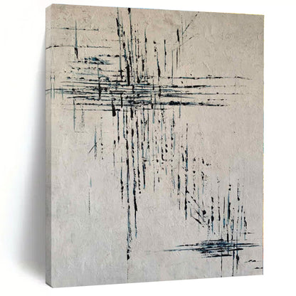 “Black - Blue Textured Lines” - Abstract Minimalist Art CT0454