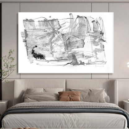 Monochrome Abstract Shapes & Lines - Ink Wash Artwork CT1788