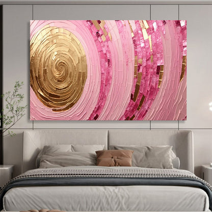 “Pink & Gold Spiral Dream” – Textured Abstract Acrylic Painting CT1707